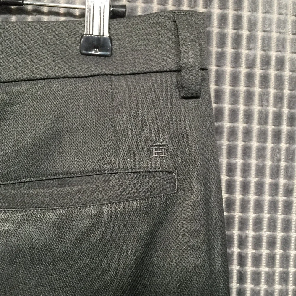 Haggar Slim‎ Performance Slacks Mens 30x30 Charcoal Brown Flat Front Trousers